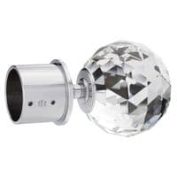 OVO® TEZ® Crystal Curtain Pole Finials for up to 30mm dia curtain poles - Chrome - Sold as pair